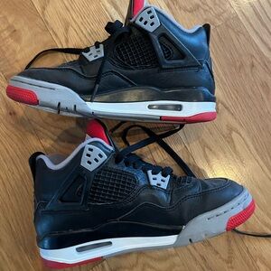 Air Jordan 4 Retro GS Black/Fire Red/Cement Grey/Summit White-3.5Y